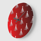 Kerstbomen Silver op rood Grote Klok (Hoek)