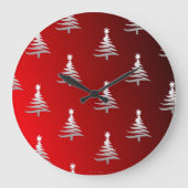 Kerstbomen Silver op rood Grote Klok (Voorkant)