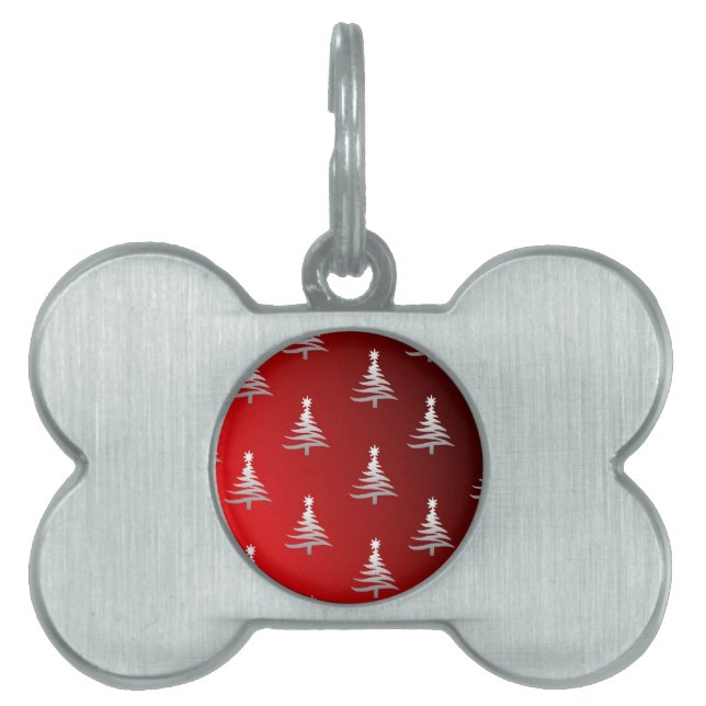 Kerstbomen Silver op rood Huisdieren Naamplaatje (voorkant)