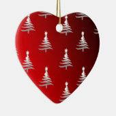 Kerstbomen Silver op rood Keramisch Ornament (Rechts)