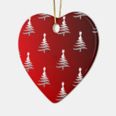 Kerstbomen Silver op rood Keramisch Ornament (Links)