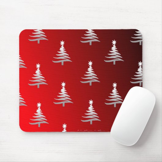 Kerstbomen Silver op rood Muismat (Met muis)