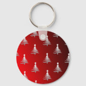 Kerstbomen Silver op rood Sleutelhanger (Voorkant)