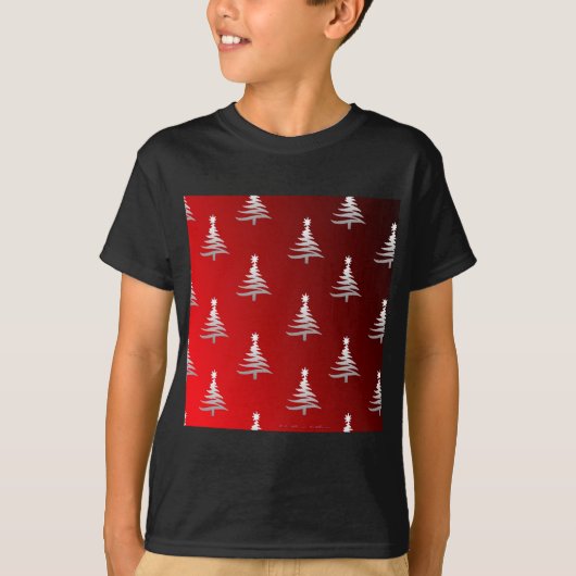 Kerstbomen Silver op rood T-shirt (Voorkant)