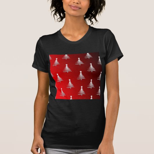 Kerstbomen Silver op rood T-shirt (Voorkant)