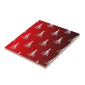 Kerstbomen Silver op rood Tegeltje (Zijkant)
