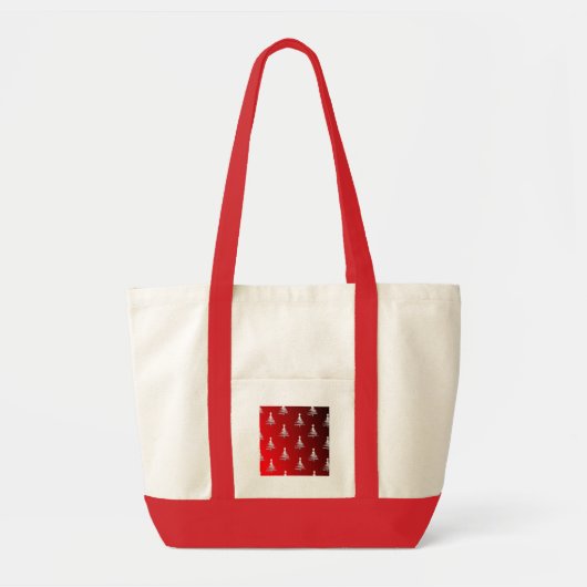 Kerstbomen Silver op rood Tote Bag (Voorkant)