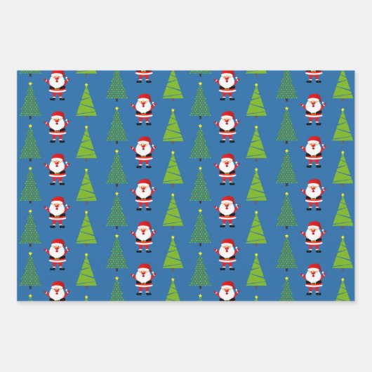Kerstbomen & Sinterklaas Patroon Set van 3 Inpakpapier Vel (Voorkant 3)