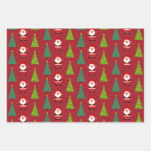 Kerstbomen & Sinterklaas Patroon Set van 3 Inpakpapier Vel (Voorkant)