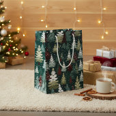 Kerstbomen Sneeuw Feestelijk Medium Cadeauzakje