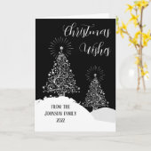 Kerstbomen Sneeuw Modern Zilver Design Kaart (Gele Bloem)