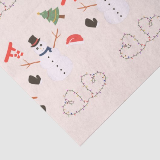 Kerstbomen Sneeuwmannen Harten Perzik Kerstmis Tissuepapier (Detail)