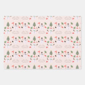 Kerstbomen Sneeuwmannen Kaarsen Cadeaus Kerstmis Inpakpapier Vel (Voorkant 3)