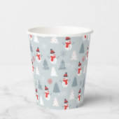 Kerstbomen & Sneeuwmanpatroon Papieren Bekers (Achterkant)