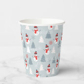 Kerstbomen & Sneeuwmanpatroon Papieren Bekers (Links)