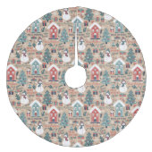 kerstbomen, sneeuwpoppen, cadeautjes en huizen fleece kerstboom rok (Voorkant)