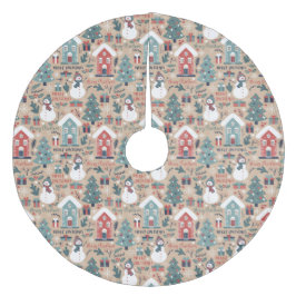 kerstbomen, sneeuwpoppen, cadeautjes en huizen fleece kerstboom rok