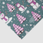 Kerstbomen Sneeuwpoppen Sneeuwvlokken Groene Kerst Tissuepapier (Detail)