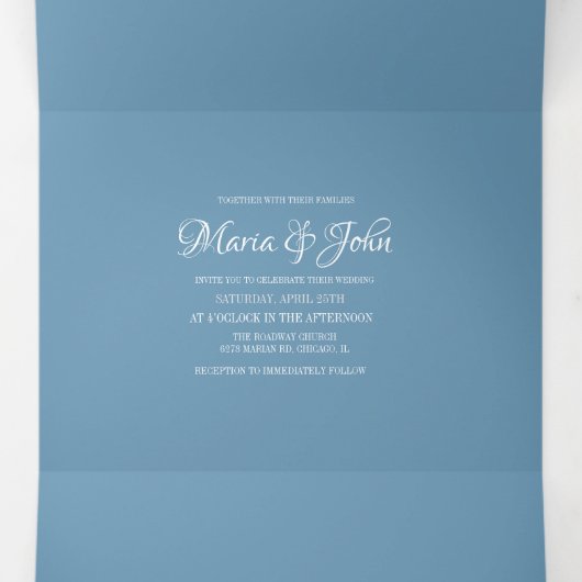 kerstbomen sneeuwsceen bruiloft drieluik uitnodiging (Binnenkant midden)