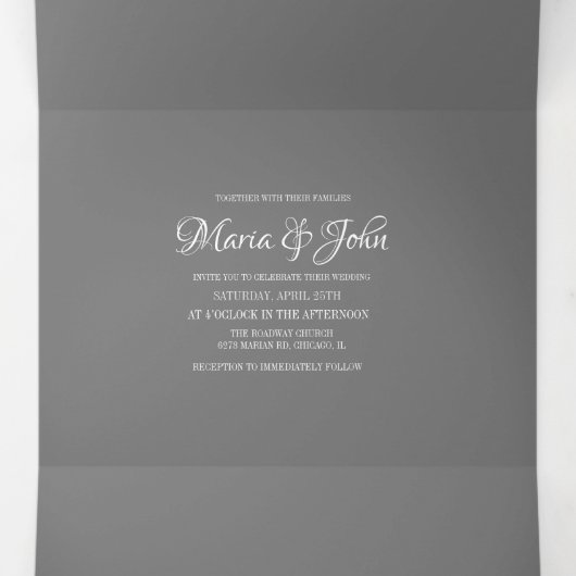 kerstbomen sneeuwsceen bruiloft drieluik uitnodiging (Binnenkant midden)