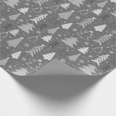 Kerstbomen Sneeuwvlok Grijs en Wit Kerstmis Cadeaupapier (Hoek)
