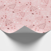 Kerstbomen Sneeuwvlok Roze Rose Goud Kerstmis Cadeaupapier (Hoek)