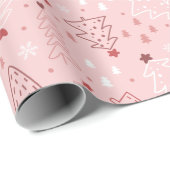 Kerstbomen Sneeuwvlok Roze Rose Goud Kerstmis Cadeaupapier (Rol Hoek)