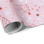 Kerstbomen Sneeuwvlok Roze Rose Goud Kerstmis Cadeaupapier (Rol Hoek)