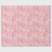 Kerstbomen Sneeuwvlok Roze Rose Goud Kerstmis Cadeaupapier (Vlak)