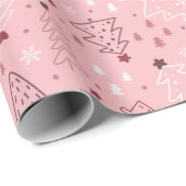 Kerstbomen Sneeuwvlok Roze Rose Goud Kerstmis Cadeaupapier (Rol Hoek)