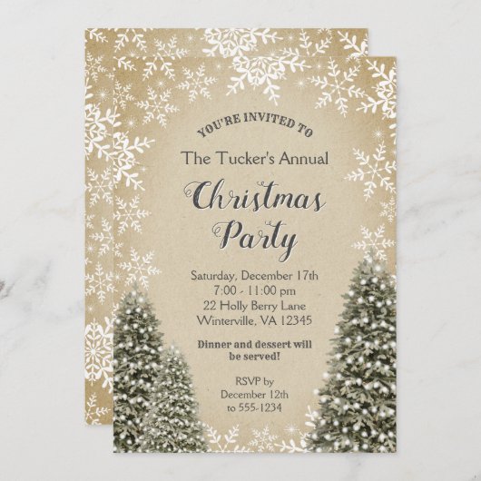 Kerstbomen Sneeuwvlokken Burlap kerstfeest Kaart (Voorkant / Achterkant)