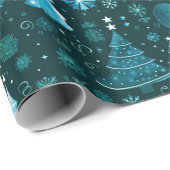 Kerstbomen Sneeuwvlokken Groene Kerst Cadeaupapier (Rol Hoek)