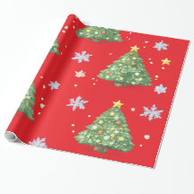 Kerstbomen & Sneeuwvlokken Inpakpapier
