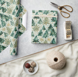 Kerstbomen & Sneeuwvlokken Inpakpapier