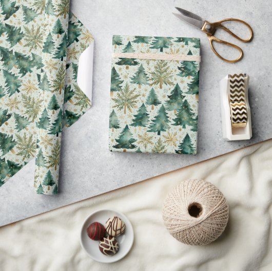 Kerstbomen & Sneeuwvlokken Inpakpapier (Crafts)