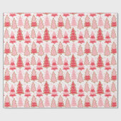 Kerstbomen Sneeuwvlokken Polka Dots Kerstmis Cadeaupapier (Vlak)