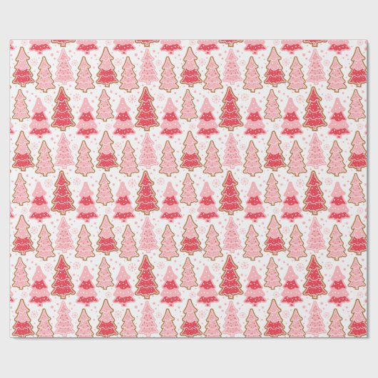 Kerstbomen Sneeuwvlokken Polka Dots Kerstmis Cadeaupapier (Vlak)