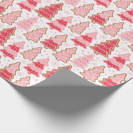 Kerstbomen Sneeuwvlokken Polka Dots Kerstmis Cadeaupapier (Hoek)