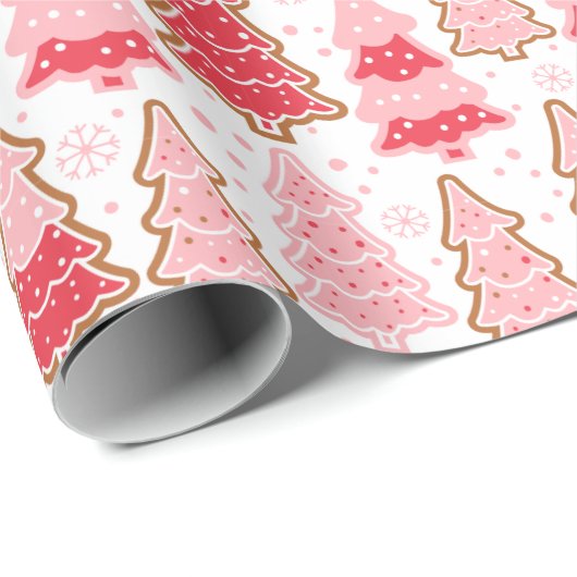 Kerstbomen Sneeuwvlokken Polka Dots Kerstmis Cadeaupapier (Rol Hoek)