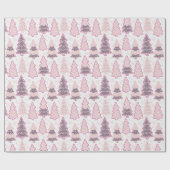 Kerstbomen Sneeuwvlokken Polka Dots Kerstmis Cadeaupapier (Vlak)