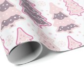 Kerstbomen Sneeuwvlokken Polka Dots Kerstmis Cadeaupapier (Rol Hoek)