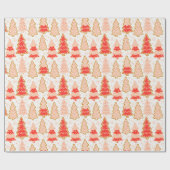 Kerstbomen Sneeuwvlokken Polka Dots Kerstmis Cadeaupapier (Vlak)