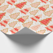 Kerstbomen Sneeuwvlokken Polka Dots Kerstmis Cadeaupapier (Hoek)