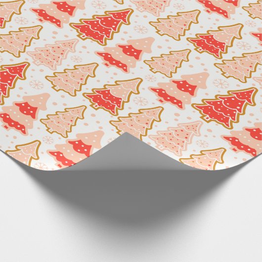 Kerstbomen Sneeuwvlokken Polka Dots Kerstmis Cadeaupapier (Hoek)