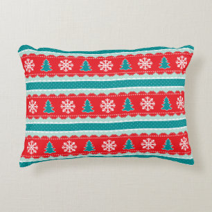 Kerstbomen, sneeuwvlokken, polka dots patroon accent kussen