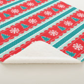 Kerstbomen Sneeuwvlokken Rood Blauwgroen Patroon Sherpa Deken (3/4)