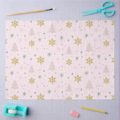 Kerstbomen Sneeuwvlokken Roze Goud Kerstmis Tissuepapier (Craft)