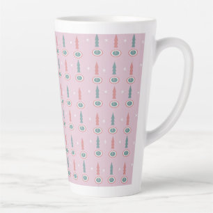 Kerstbomen Sneeuwvlokken Roze Groen   Latte Mok