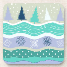 Kerstbomen Sneeuwvlokken Scrapbook Onderzetters