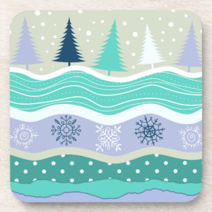Kerstbomen Sneeuwvlokken Scrapbook Onderzetters
